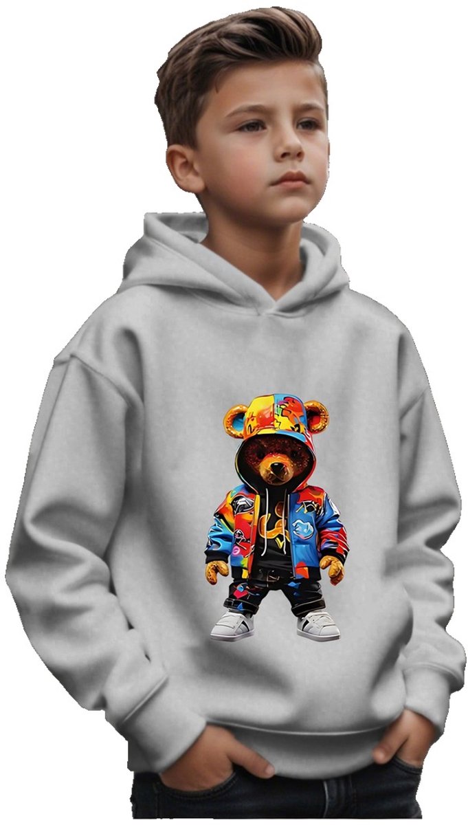 Currero Hoodie Jongens Warme Hoodie Met Capuchon Comfortabele Sweater Casual Trui Pullover Jongenstrui 5-6 Jaar Grijs