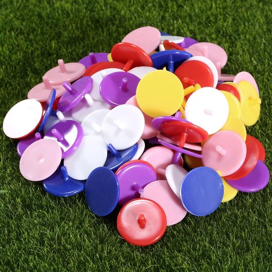 100 Stuks Multi-Color Golf Ball Markers - Plastic Flat Ronde Golfmarkers voor Precisie en Identificatie — afbeelding 3