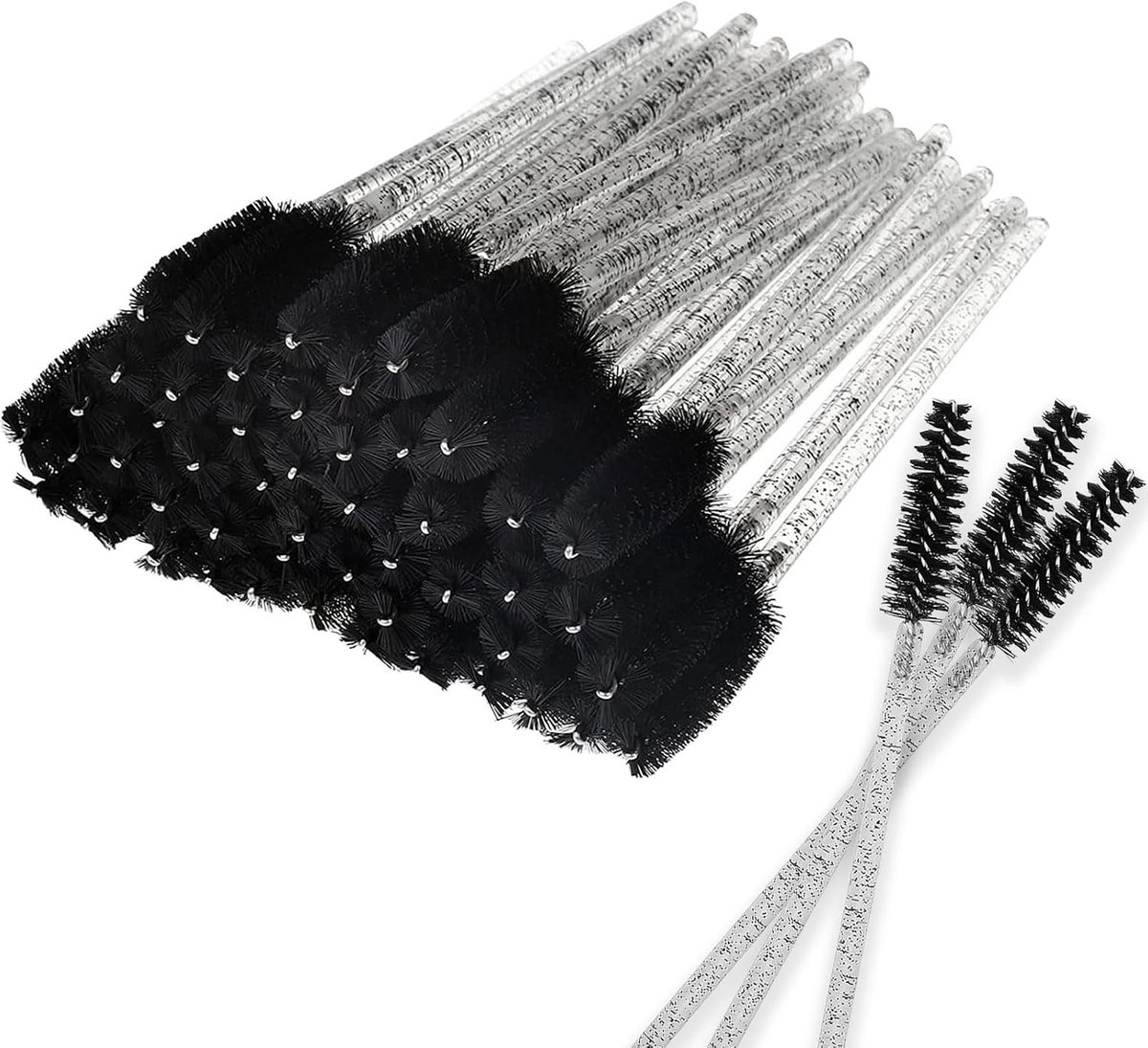 Verwisselbare Crystal Oogborstels voor Mascara en Wimpers - 50 Stuks, Zwart, Perfect voor Make-up en Oogverzorging