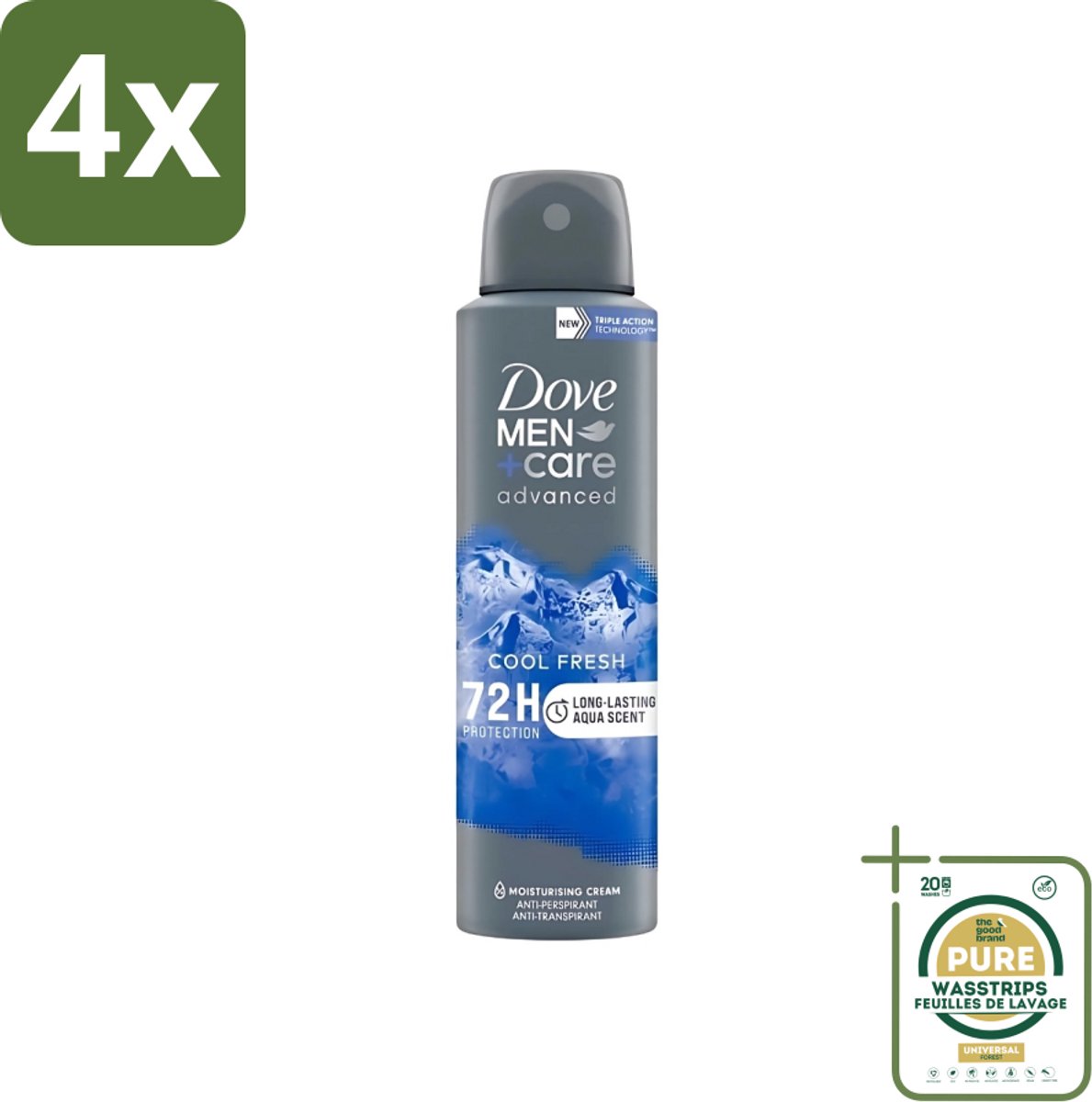 Dove - Deodorant - Men Care Cool Fresh - Verfrissend en langdurige bescherming - 150 ml - Voordeelverpakking - 4 stuks - Anti-transpirant - Zweetbehandeling