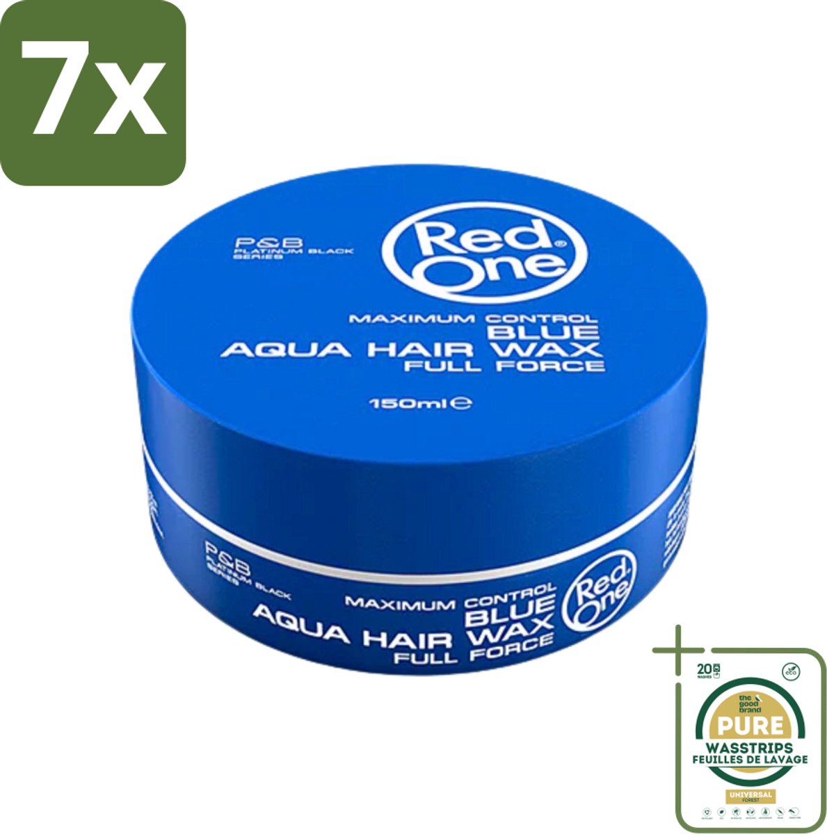 7 x Red One - Haarwax - Blue - Aqua Hair Wax - Voor Sterke Hold & Glanzende Finish - 150 ml - Grootverpakking - Haarwax - Aqua Hair Wax - Sterke Hold - Glanzende Finish - Waterbasis