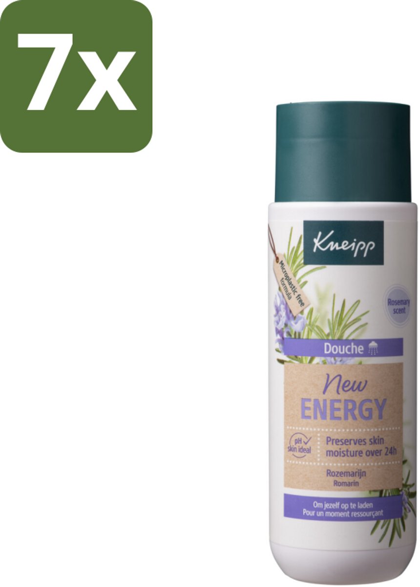 7 x Kneipp Douche New Energy 200 ml - Douchegel - Energie - Rozemarijn - Natuurlijke Geur - Zeepvrije Douche