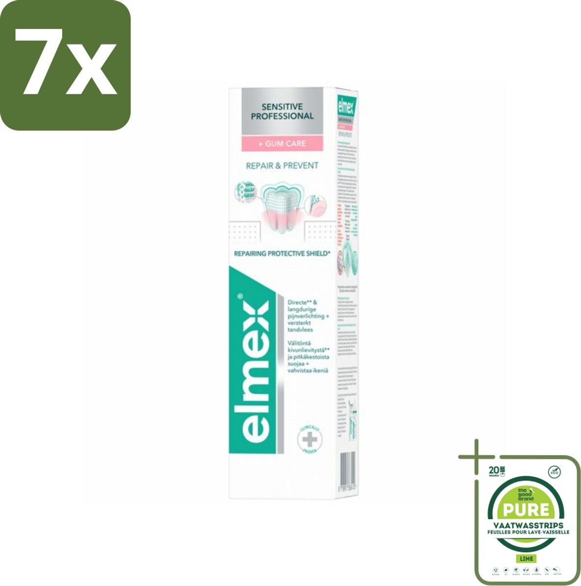 7 x Elmex Tandpasta Sensitive Professional Gum Care 75 ml - Grootverpakking - Gevoelige Tanden - Tandpasta - Gevoeligheid - Tandarts Aanbevolen - PRO-ARGIN Technologie