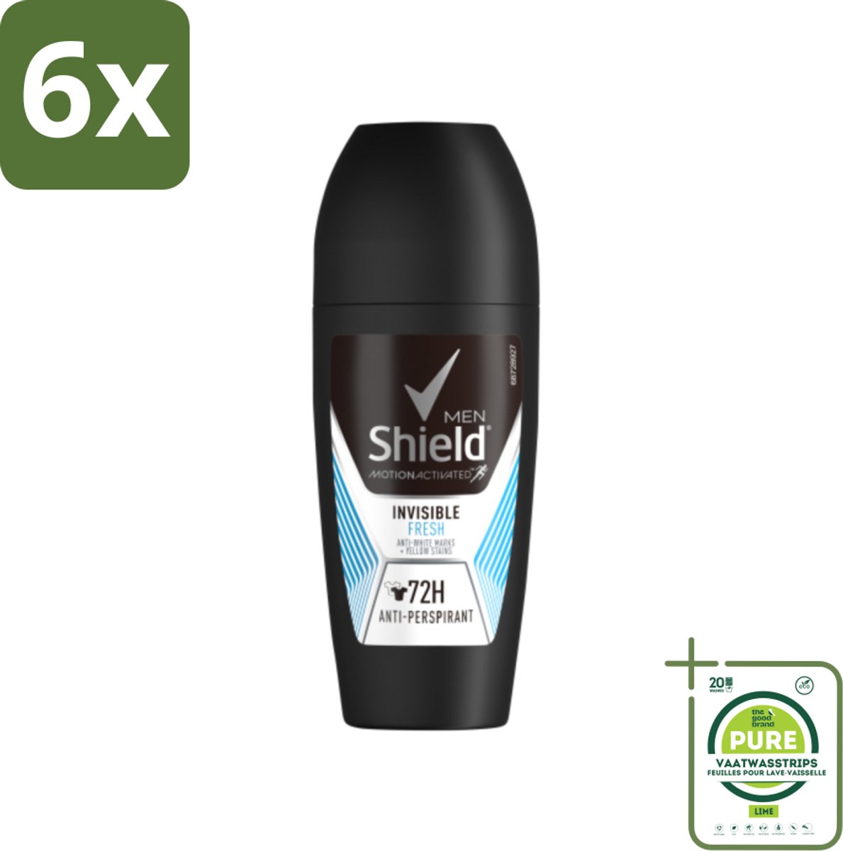Rexona Men - Invisible Fresh - Deo Roll-on - Anti-transpirant - 50 ml - Voordeelverpakking - 6 stuks - Deodorant voor mannen - Zweetvermindering