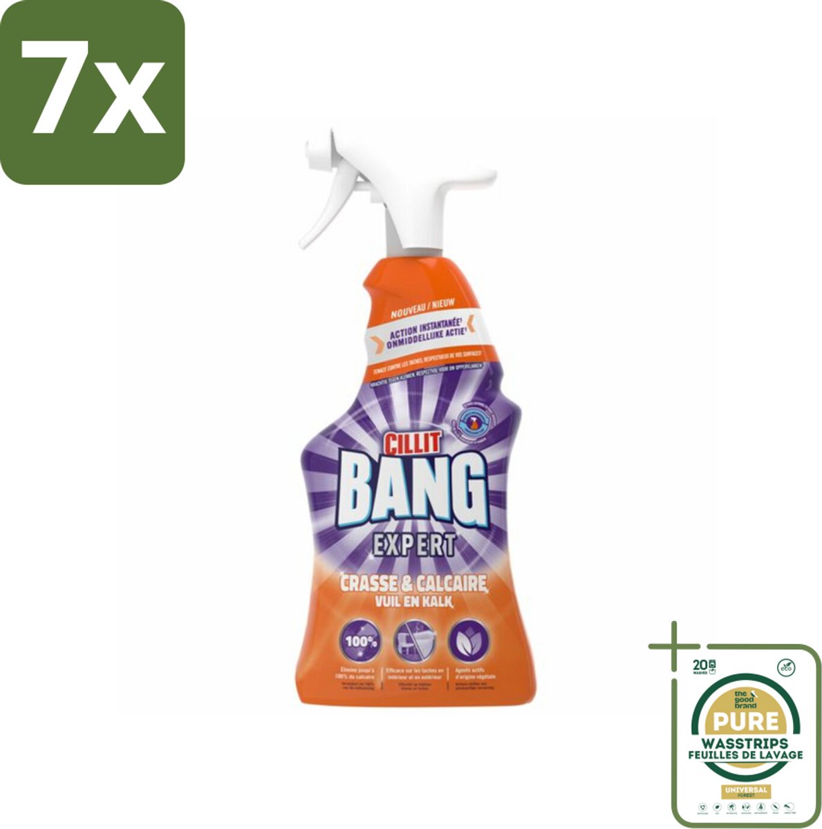 7 x Cillit Bang Lime & Grime Spray 750 ml - Grootverpakking - Kalk - Vet - Vuil - Reinigen - Keuken