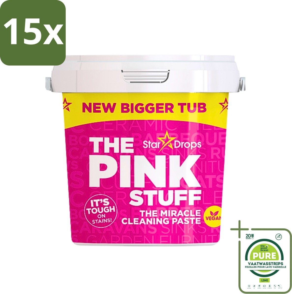 15 x The Pink Stuff - Cleaning Paste - Allesreiniger - Voor Hardnekkig Vuil - 850g - Grootverpakking - The Pink Stuff - Schoonmaken - Reiniger - Natuurlijke Reiniger - Roest Verwijderen