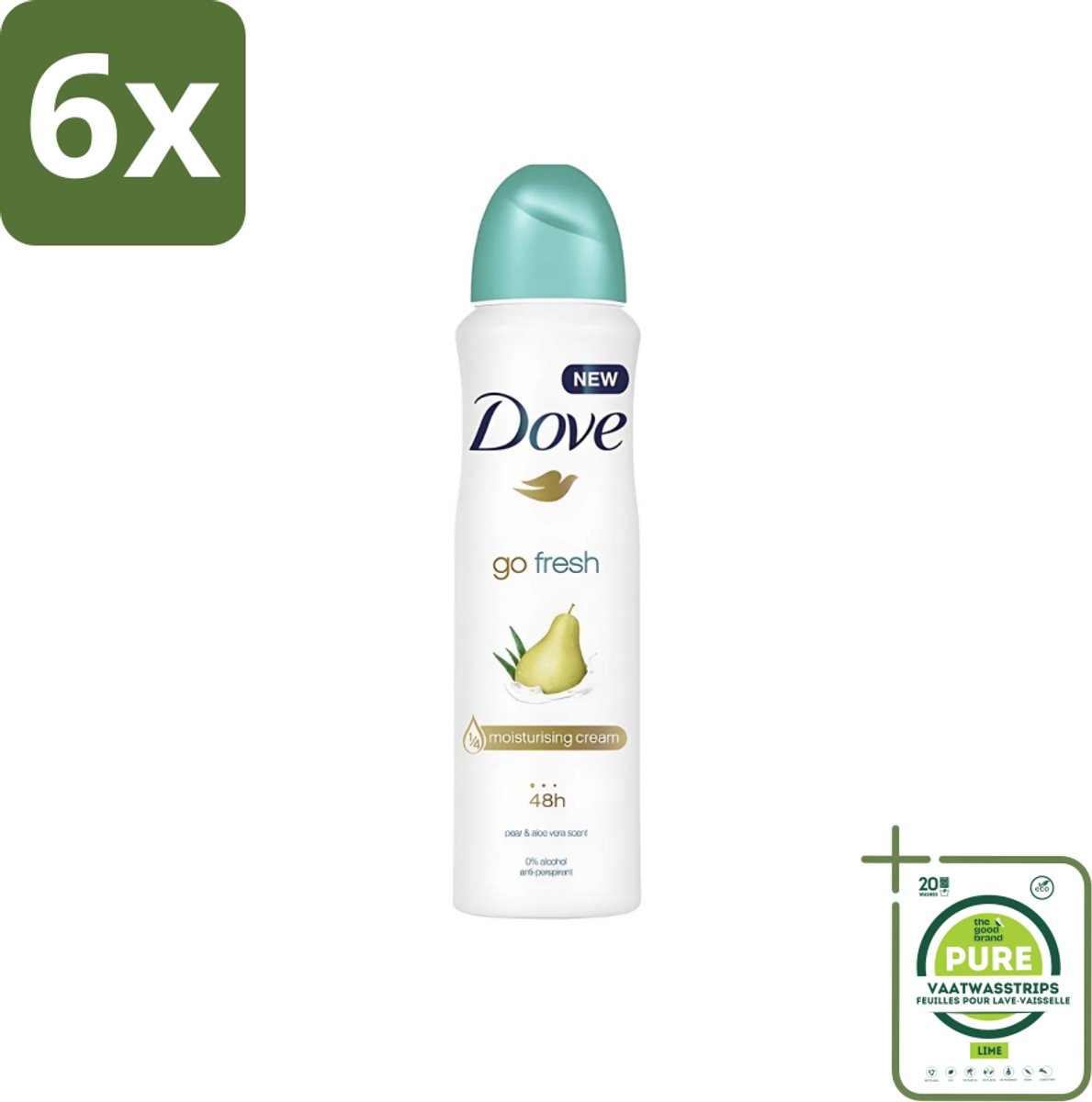 Dove - Deodorant - Spray Go Fresh Pear & Aloe - Frisse en verzorgende geur - 250 ml - Voordeelverpakking - 6 stuks - Dove Go Fresh Pear Aloe Vera - Deodorant spray