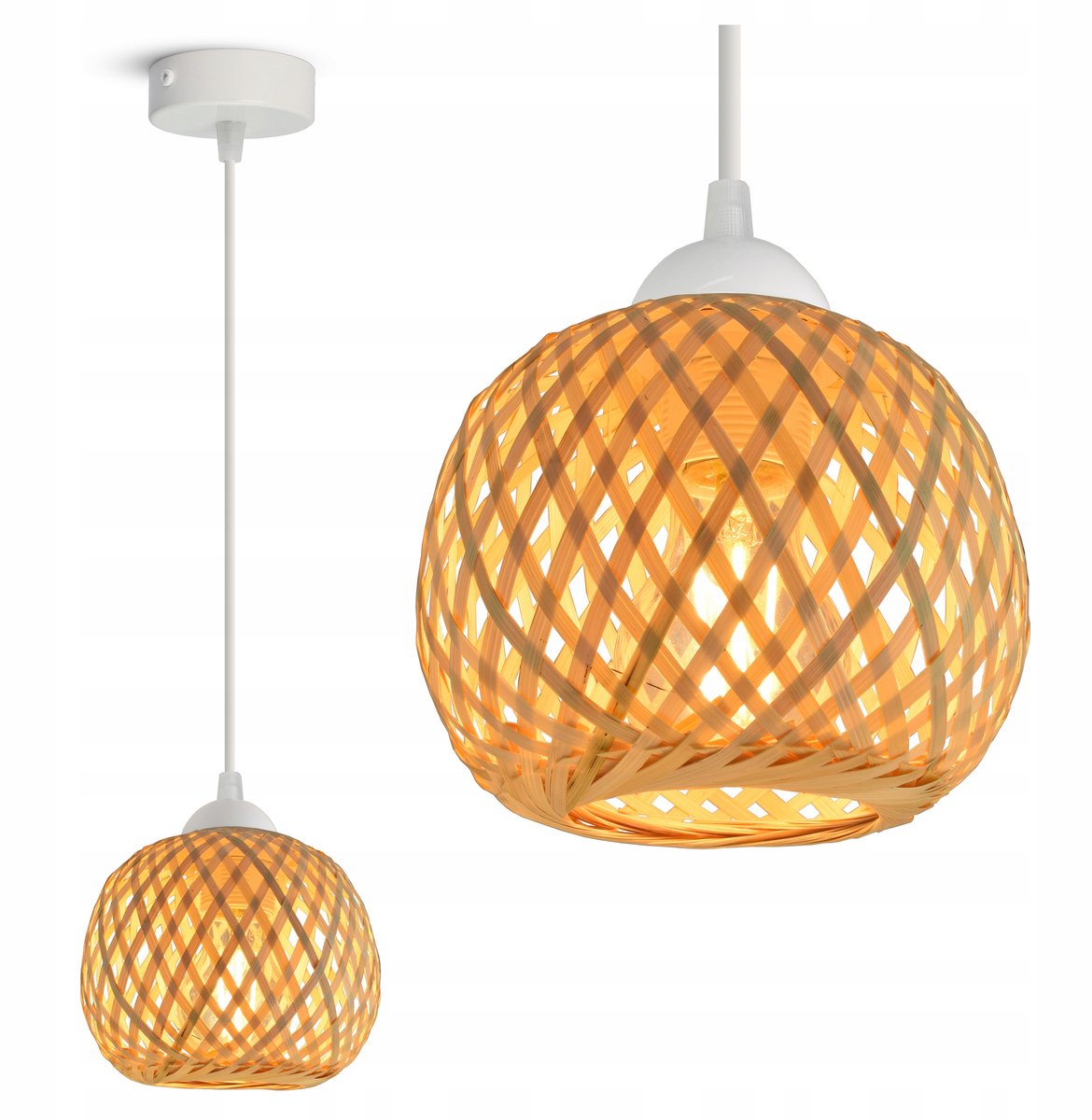 Bamboe Hanglamp Boho Wit E27 LED - Natuurlijk & Stijlvol