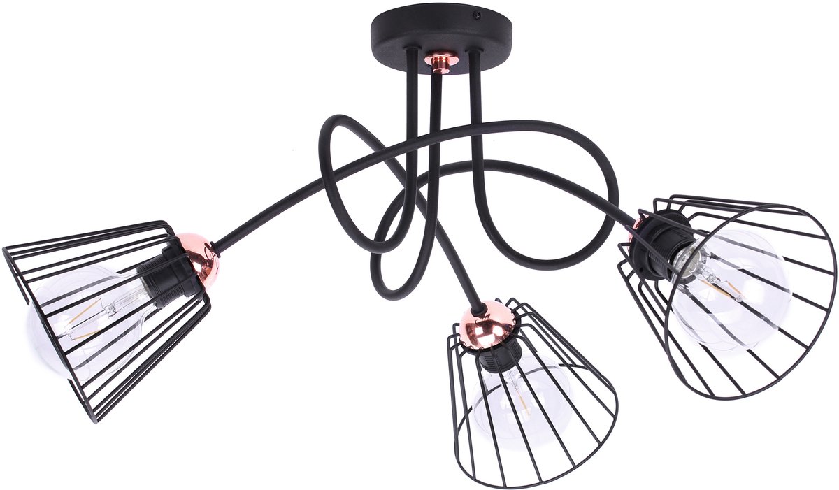 Merلوze Loft Hanglamp Metaal 3-Lichts Zwart/Wit