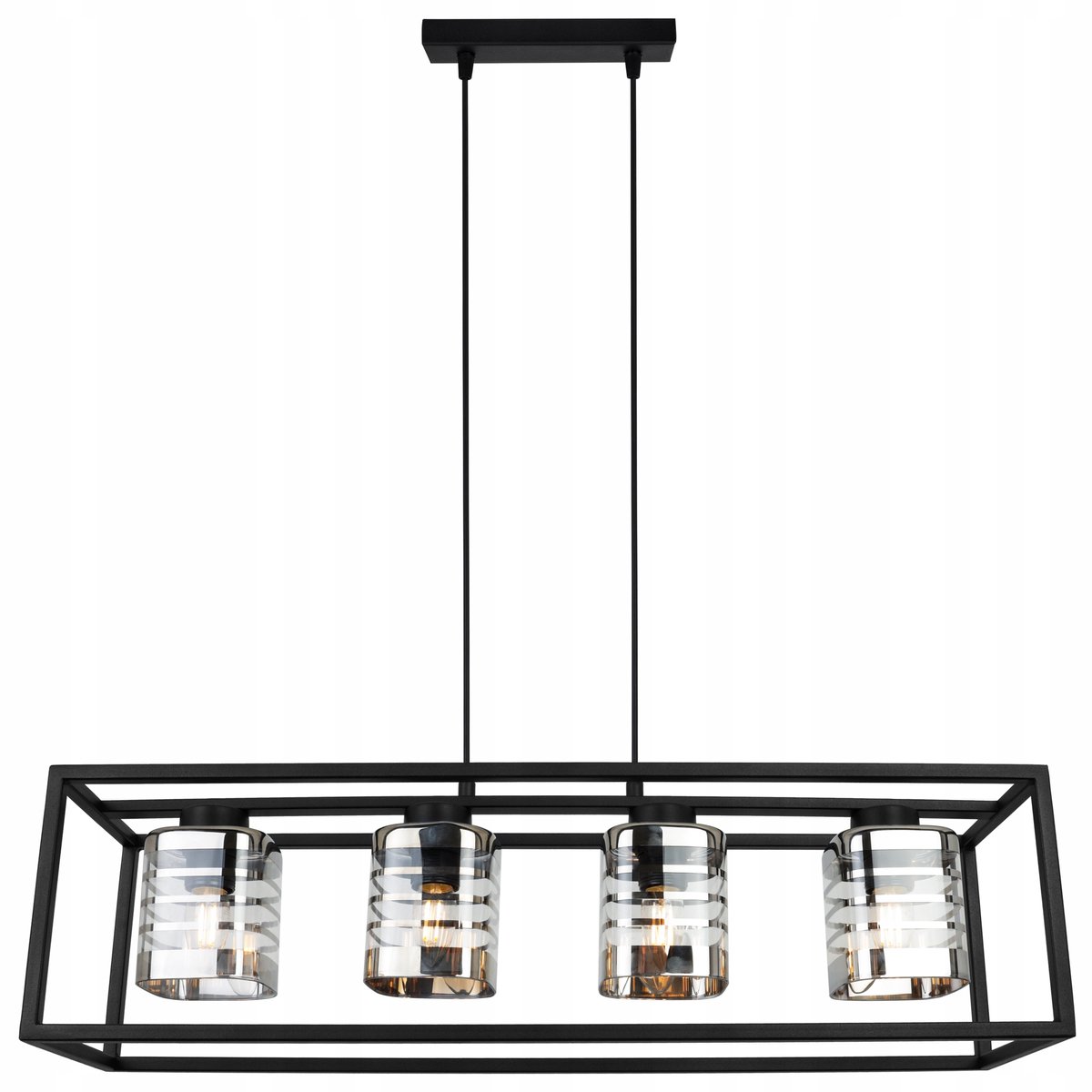 Merkloze Hanglamp Zwart Metaal met Glazen Kap - Loft Stijl