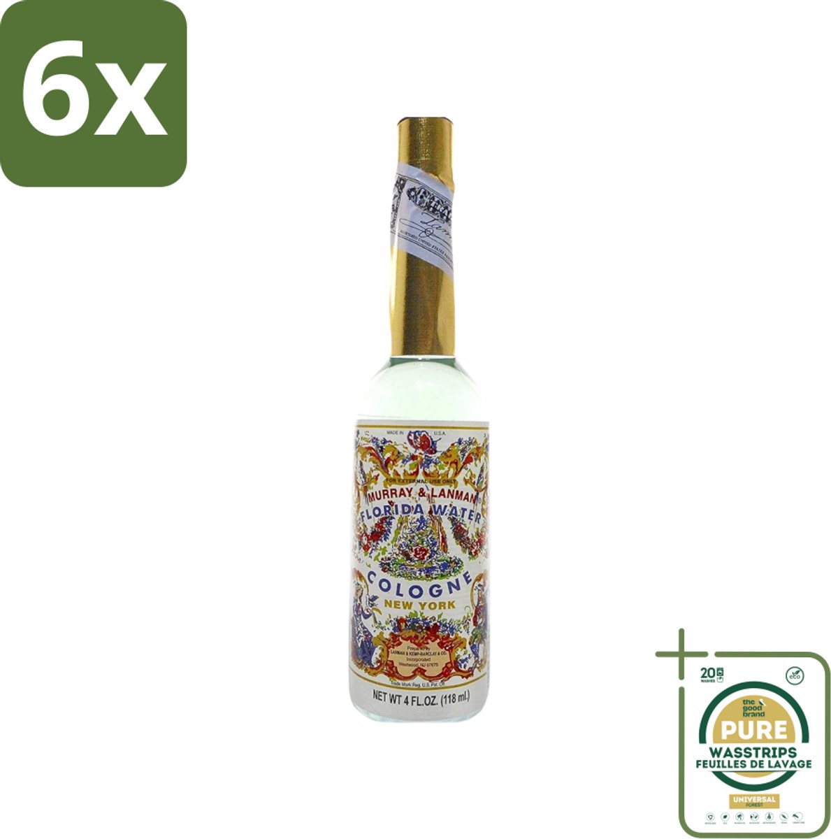 Murray & Lanman - Florida Water - Eau de Cologne - Verfrissende Geur - 221 ml - Voordeelverpakking - 6 stuks - Geurverspreider - Parfum