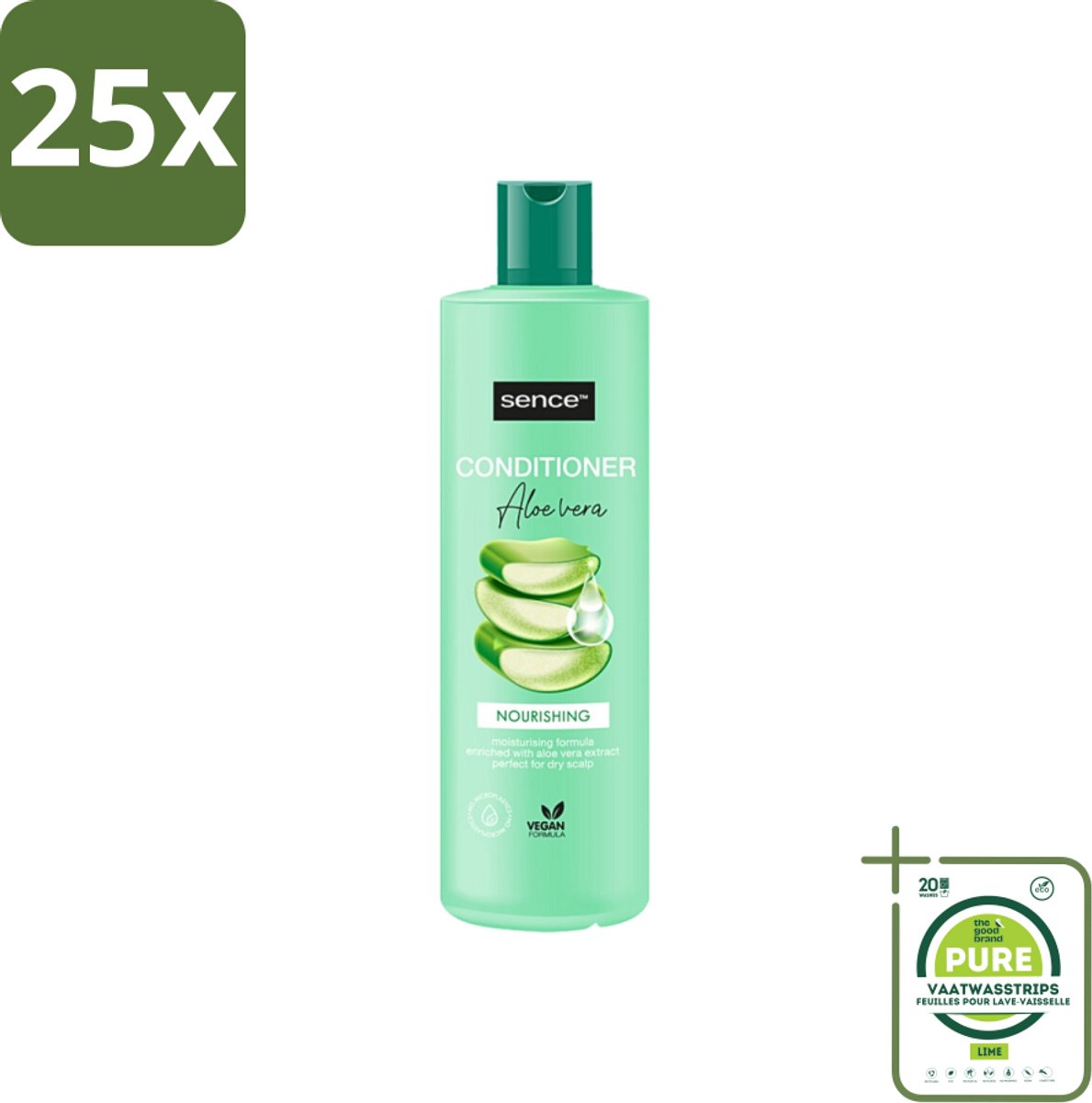25 x Sence - Aloë Vera - Shampoo - Verzachtend - 400 ml - Grootverpakking - Aloë Vera Shampoo - Verzorgend Haar - Droog Haar - Beschadigd Haar - Gezond Haar