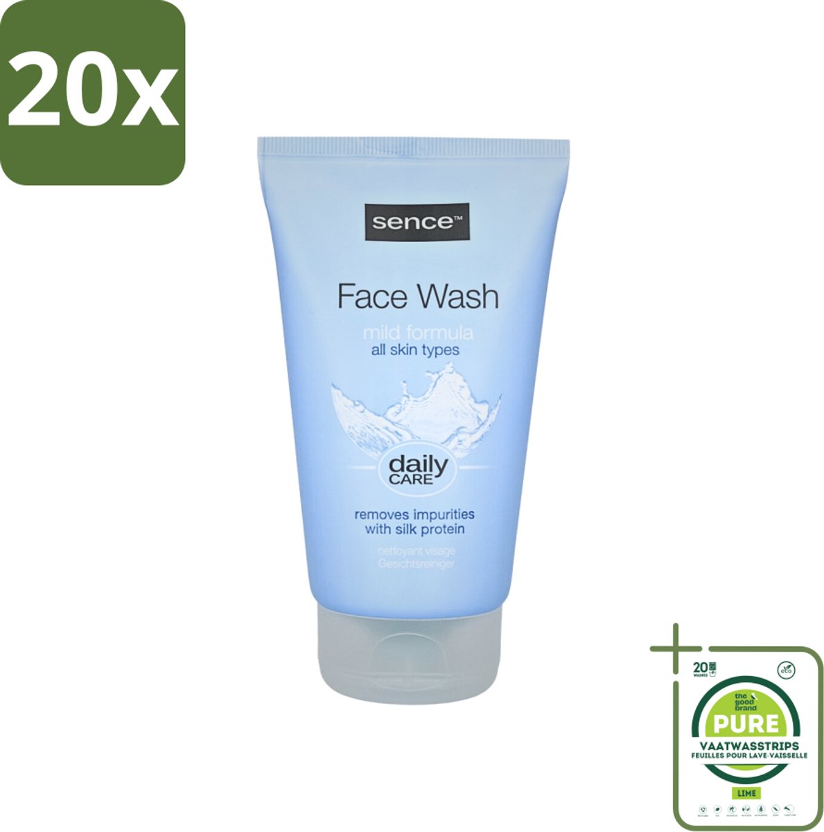 20 x Sence - Alle Huidtypes - Face Wash - Verfrissend - 150 ml - Grootverpakking - Face Wash - Huid Reinigen - Huid Verzorgen - Huid Verzorging - Huidtype