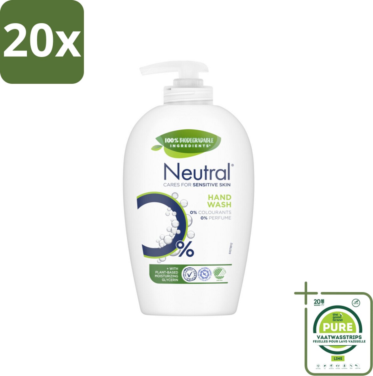 20 x Neutral Vloeibare Handzeep 250 ml - Grootverpakking - Gevoelige Huid - Handzeep - Vloeibare Handzeep - 0% Parfum - 0% Kleurstof