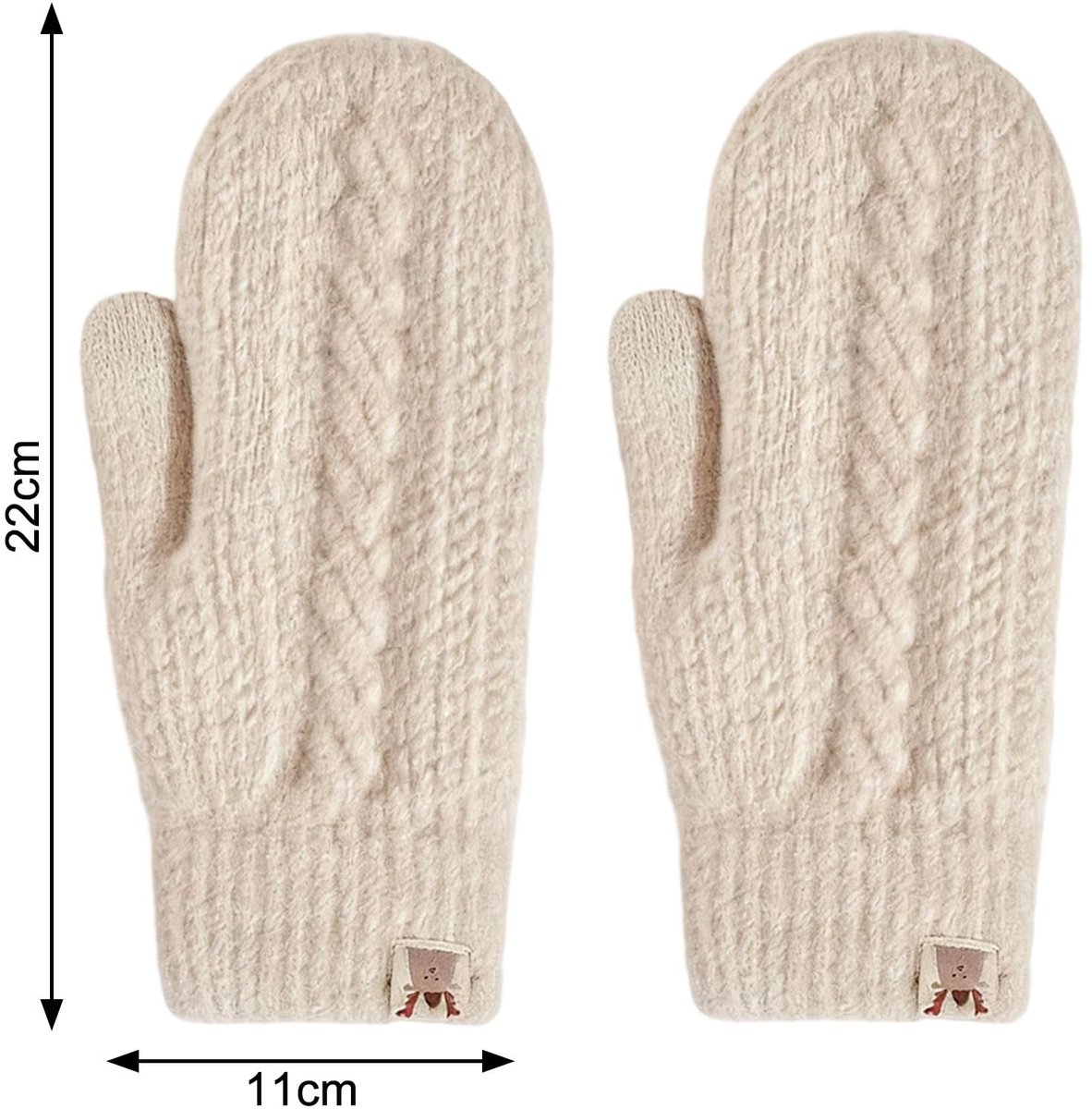 Elzusha - 2 Paar Dikke Gebreide Winterhandschoenen voor Vrouwen