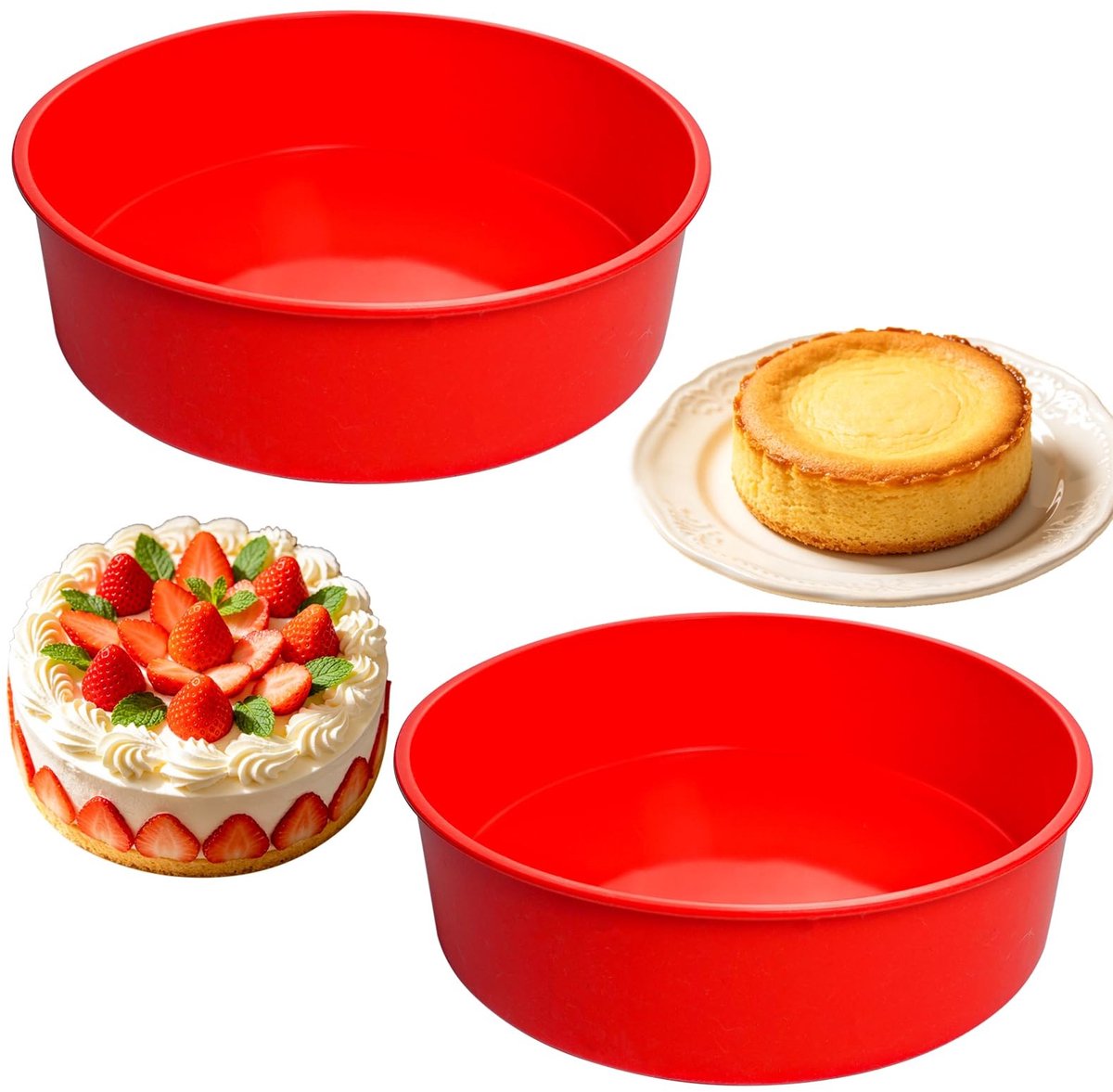 Elzusha - Set van 2 Ronde Siliconen Taartvormen, 20 cm