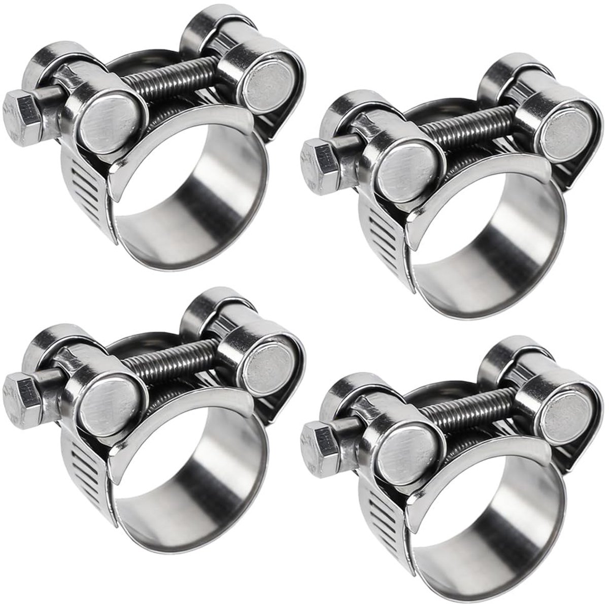 Elzusha - Set van 4 Rvs T-Bolt Slangklemmen voor Slang en Waterpijp