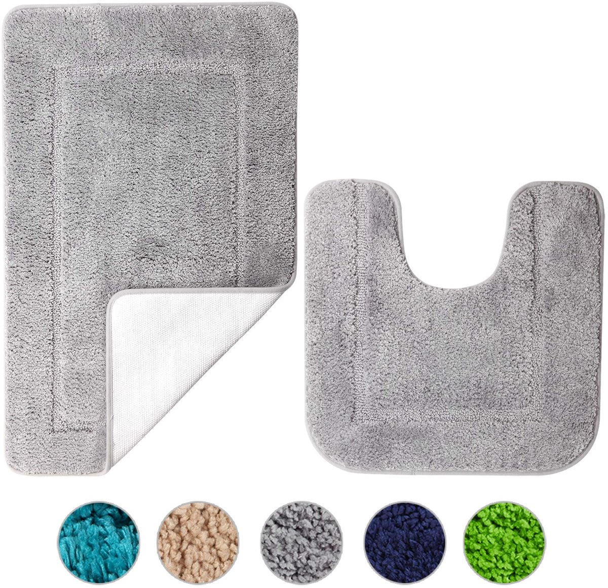 Elzusha - Set van 2 Badmatten van Microvezel, Antislip en Sneldrogend