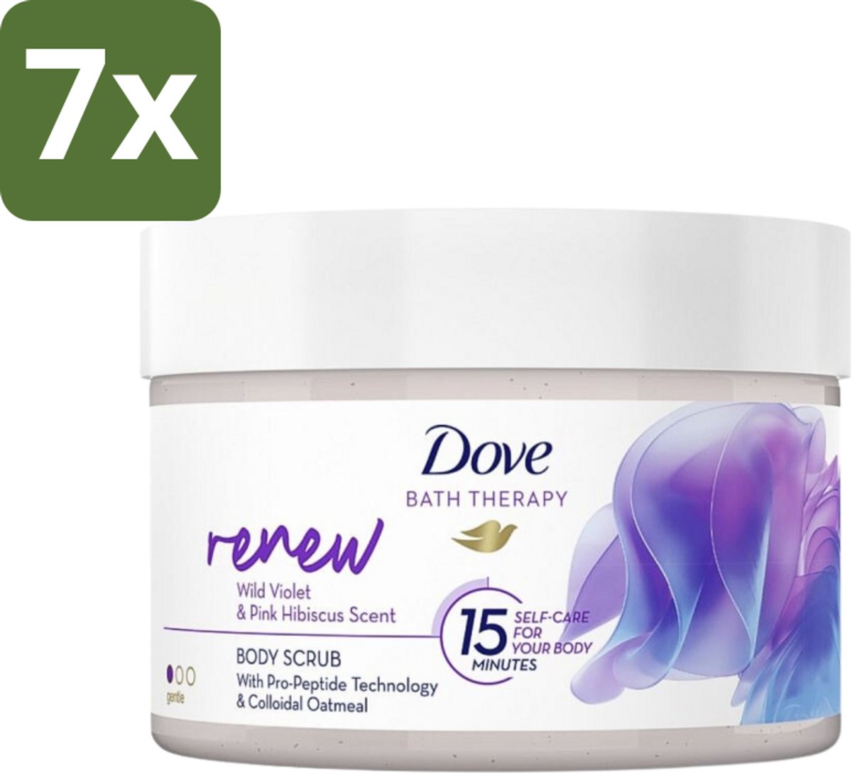 Dove Bath Therapy Renew - Bodyscrub - Wilde Viooltjes & Roze Hibiscus - 295 ml - Bulkverpakking - 7 stuks