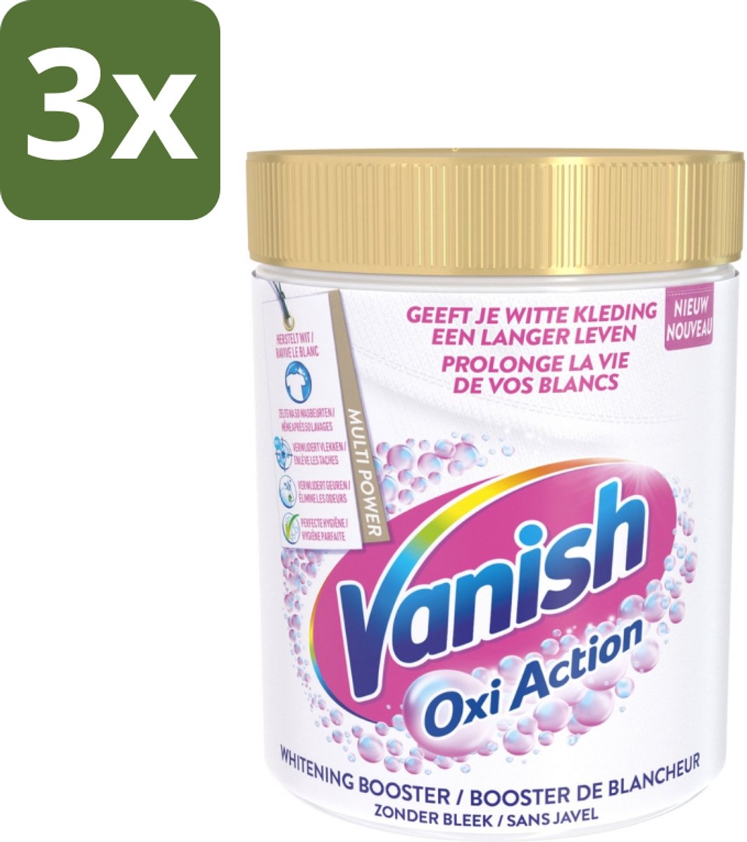 Vanish Oxi Action - Vlekkenverwijderaar - Wasbooster - Zonder Bleek - Witte Was - 1 Kg - Bulkverpakking - 3 stuks