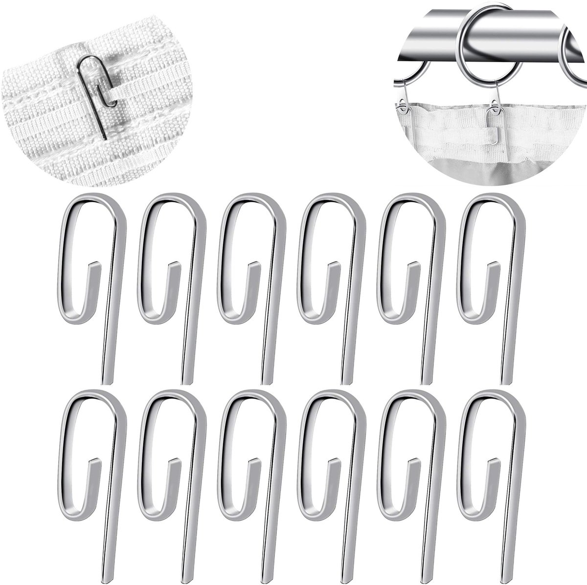Solidchoice - 100 Pack Metalen Gordijnhaken voor Raam, Deur en Douchegordijnen