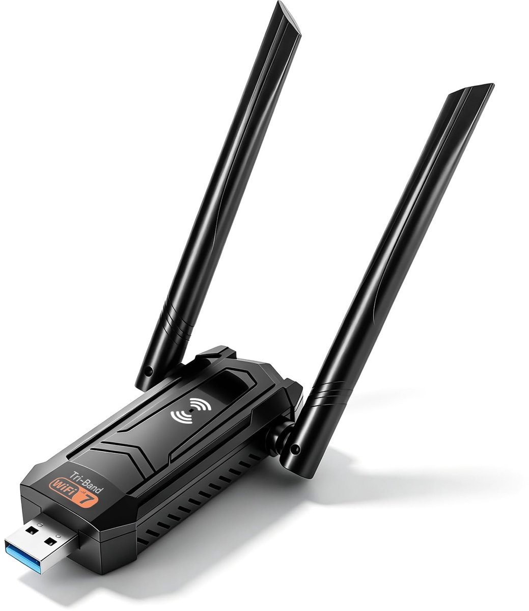 WiFi 7 USB Adapter 6500 Mbps, Tri-Band Draadloze Netwerkkaart 2.4/5/6 GHz - ShopVlot