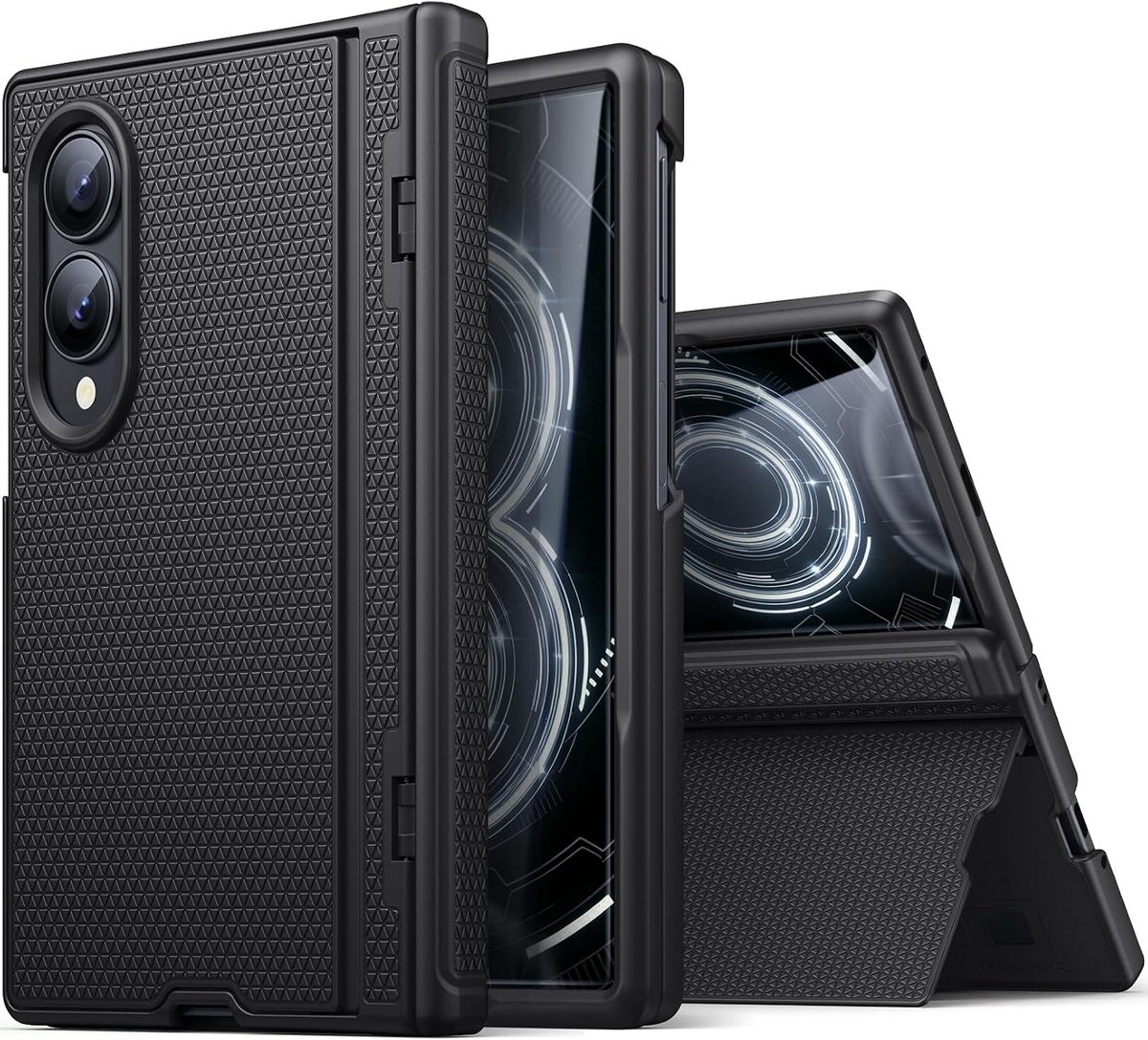 Zandarix Hoesje Geschikt voor Samsung Galaxy Z Fold 8 - Ingebouwde Screenprotector - Scharnierbescherming - Robuuste volledige cover - Back Cover Hoesje - Zwart