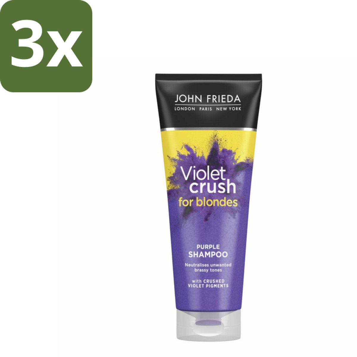 John Frieda – Shampoo – Sheer Blonde Colour Renew Zilver – Neutraliseert gele tonen – 250 ml - Bulkverpakking - 3 stuks