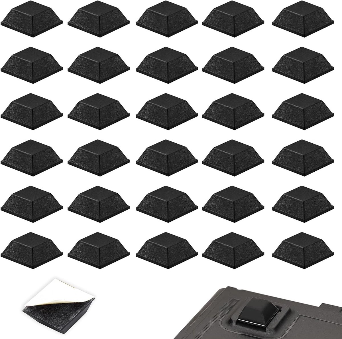 Set van 30 Hechtingssiliconen Rubber Voetjes 20 x 20 x 8 mm Antislip Dempers voor Meubels, Geluidsapparatuur en Huishoudelijke Apparaten