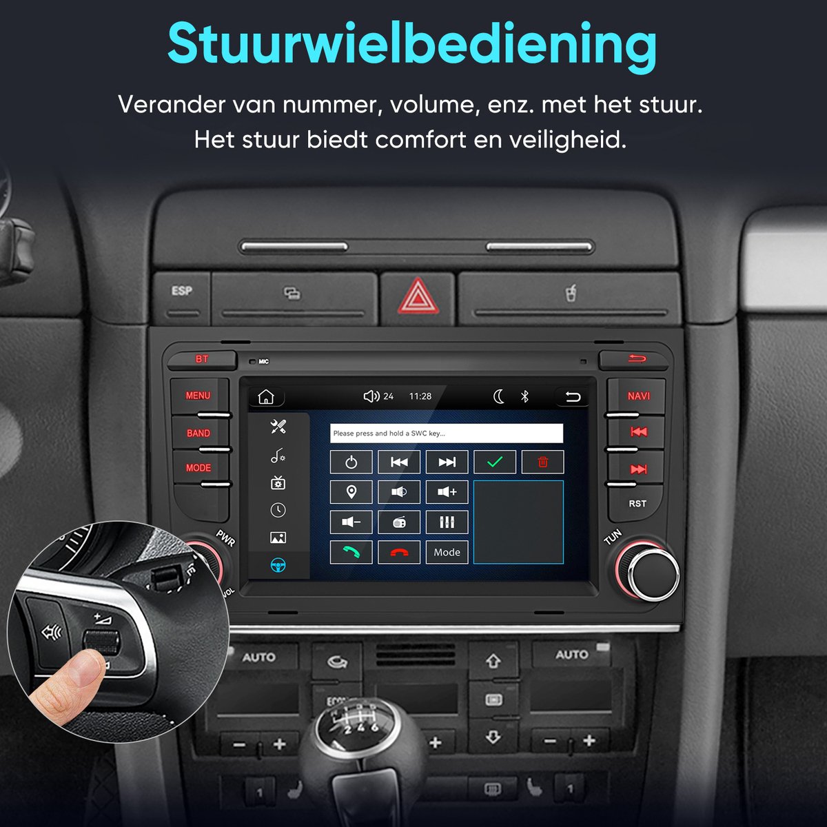 Junsun Linux Systeem Autoradio Geschikt voor Audi A4 8E B6 B7 2000-2009 - Draadloos Carplay & Andriod Auto - 7 Inch HD TouchScreen - Bluetooth - Navigatie - WiFi - FM - RDS- Airplay