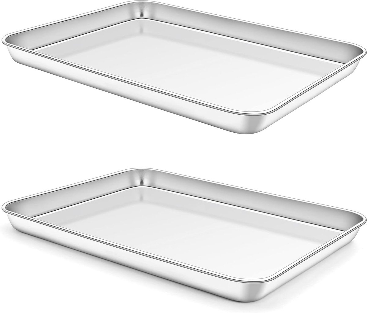 Bakplaat Set - Ovenplaat Taartplaat - Bakken Braden - Voedselveilig Roestvrij Staal - 26x20 cm 2 stuks - Zilverkleurig