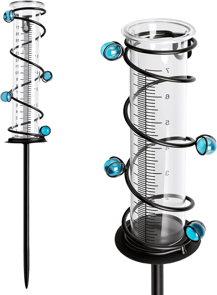 Regenmeter Metaal - Neerslagmeter Tuin - Waterhoeveelheid Meten - Vorstbestendig Ontwerp - 17 cm Schaal - Transparant