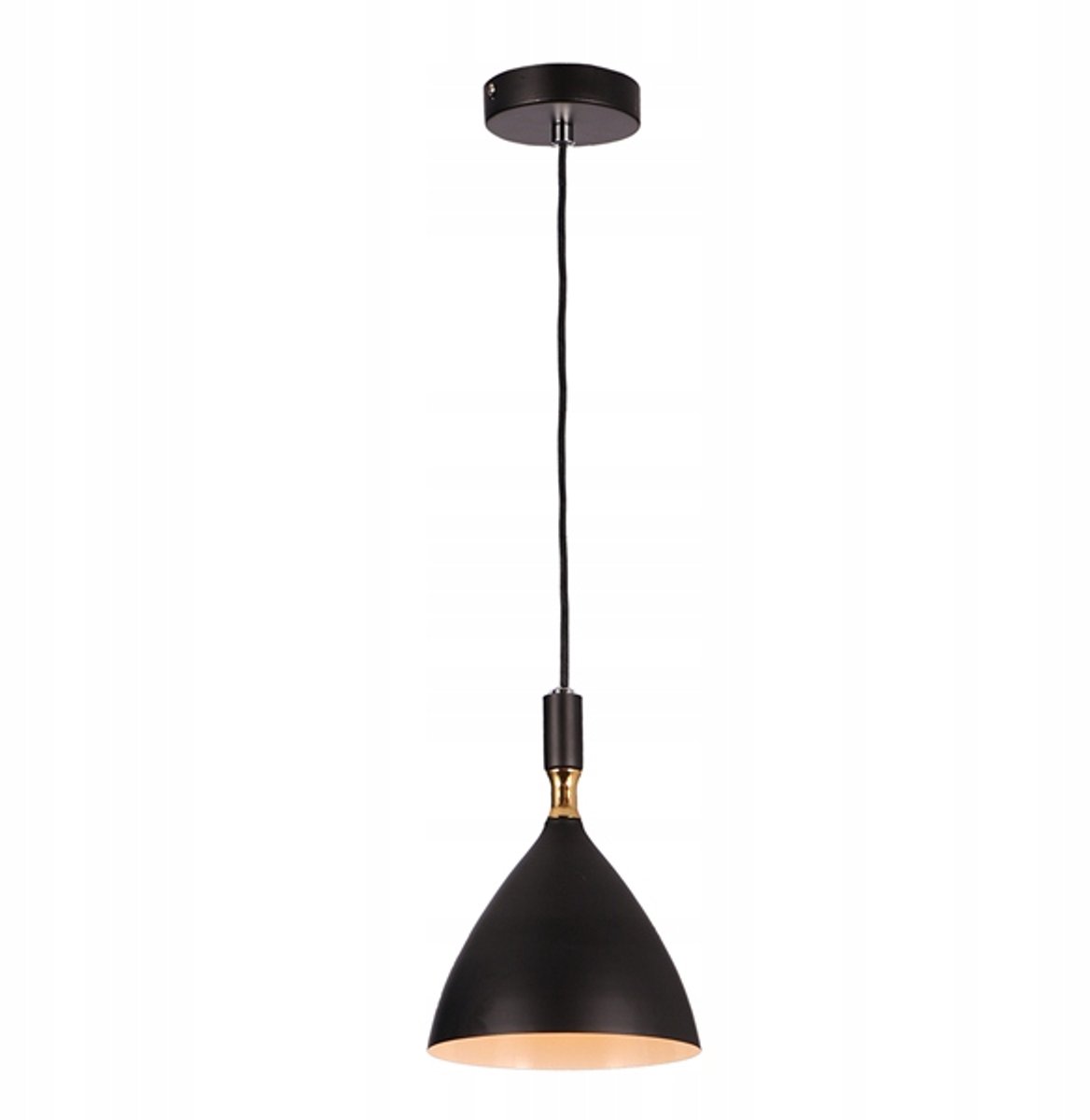 Merkloze zwarte hanglamp met gouden accenten, E27 fitting