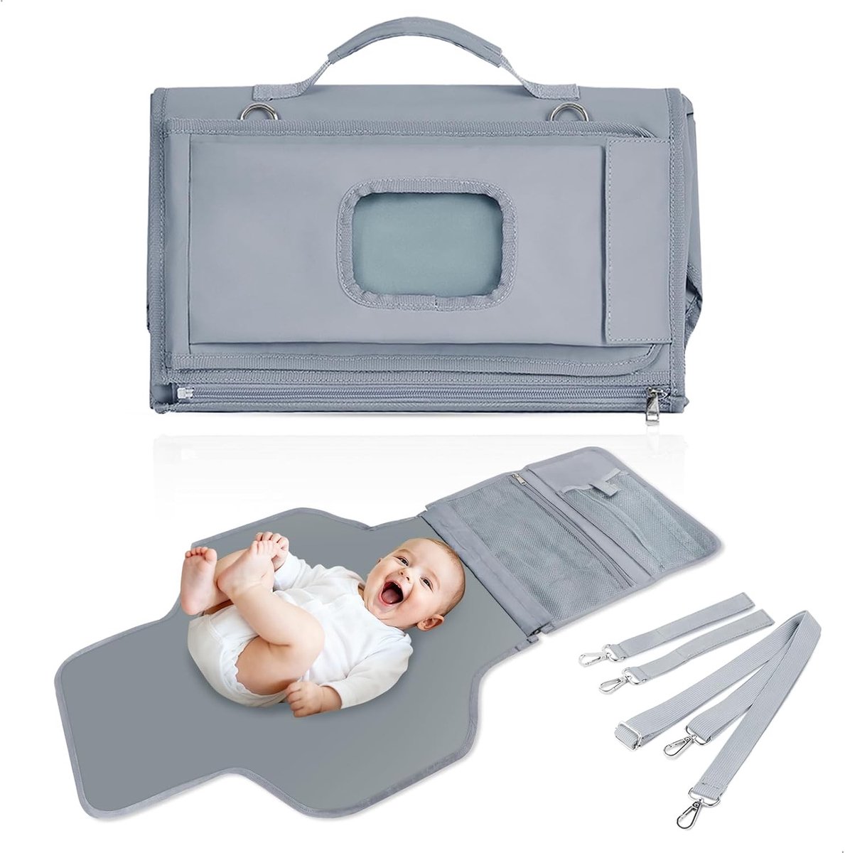 Praktische luiertas voor onderweg, waterdicht en lichtgewicht, met verschoonmat, compartimenten en kussen voor baby's