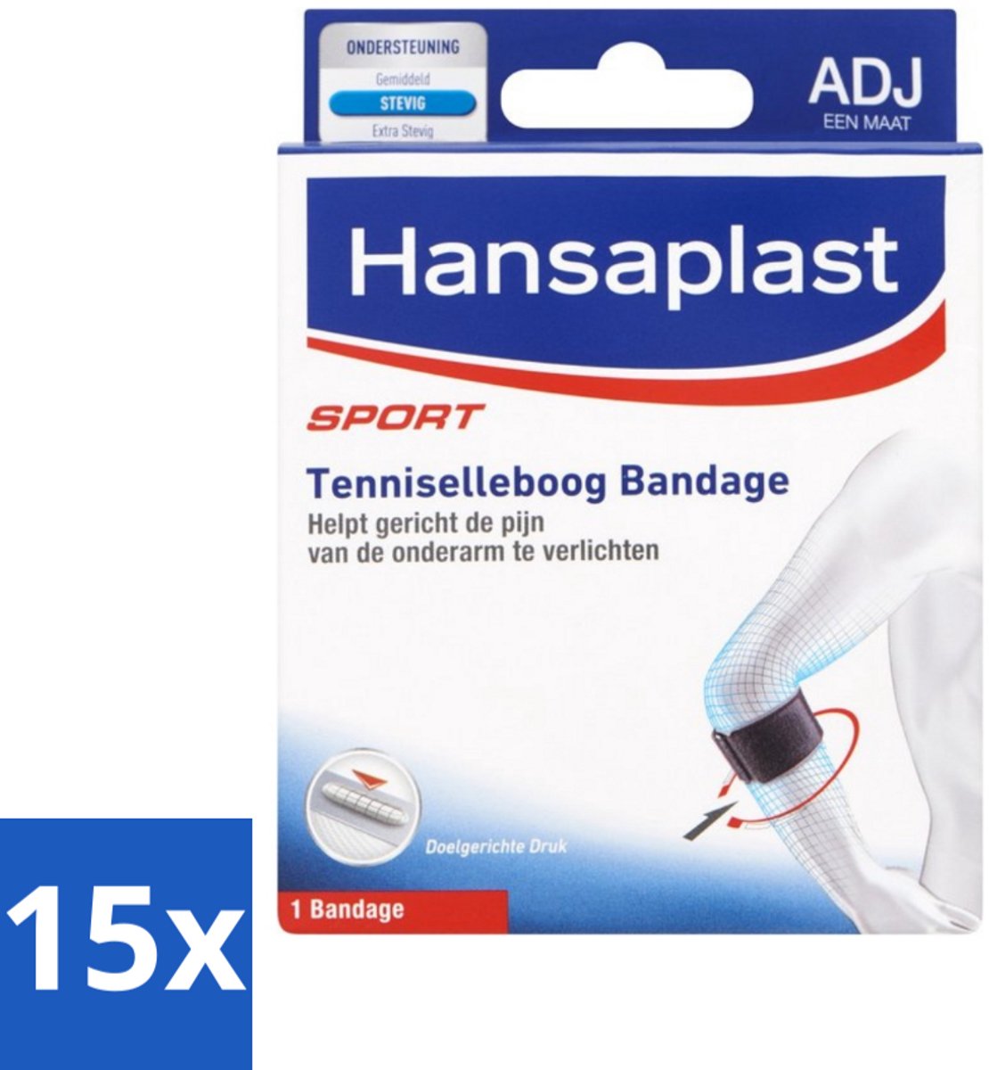 15 x Hansaplast - Sport Tenniselleboog Bandage - Tennisarm Brace - Elleboogbraces - Verstelbaar - Zwart - Tenniselleboog - Elleboogklachten - Onderarmklachten - Epicondylitis Lateralis - Sportbandage