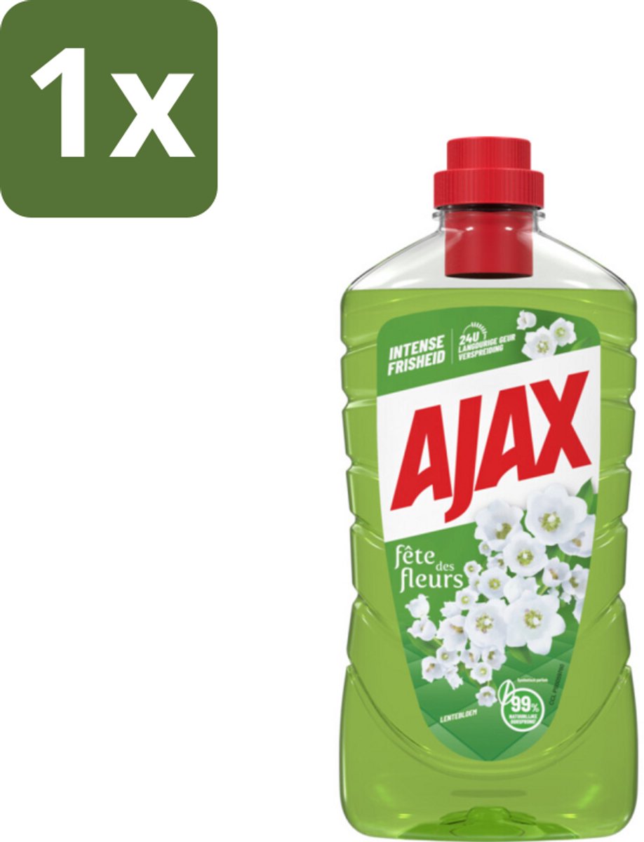 1 x Ajax Allesreiniger Fête des Fleur Lentebloem 1 liter - Allesreiniger - Reinigingskracht - Frisheid - Natuurlijke Geur - Essentiële Oliën
