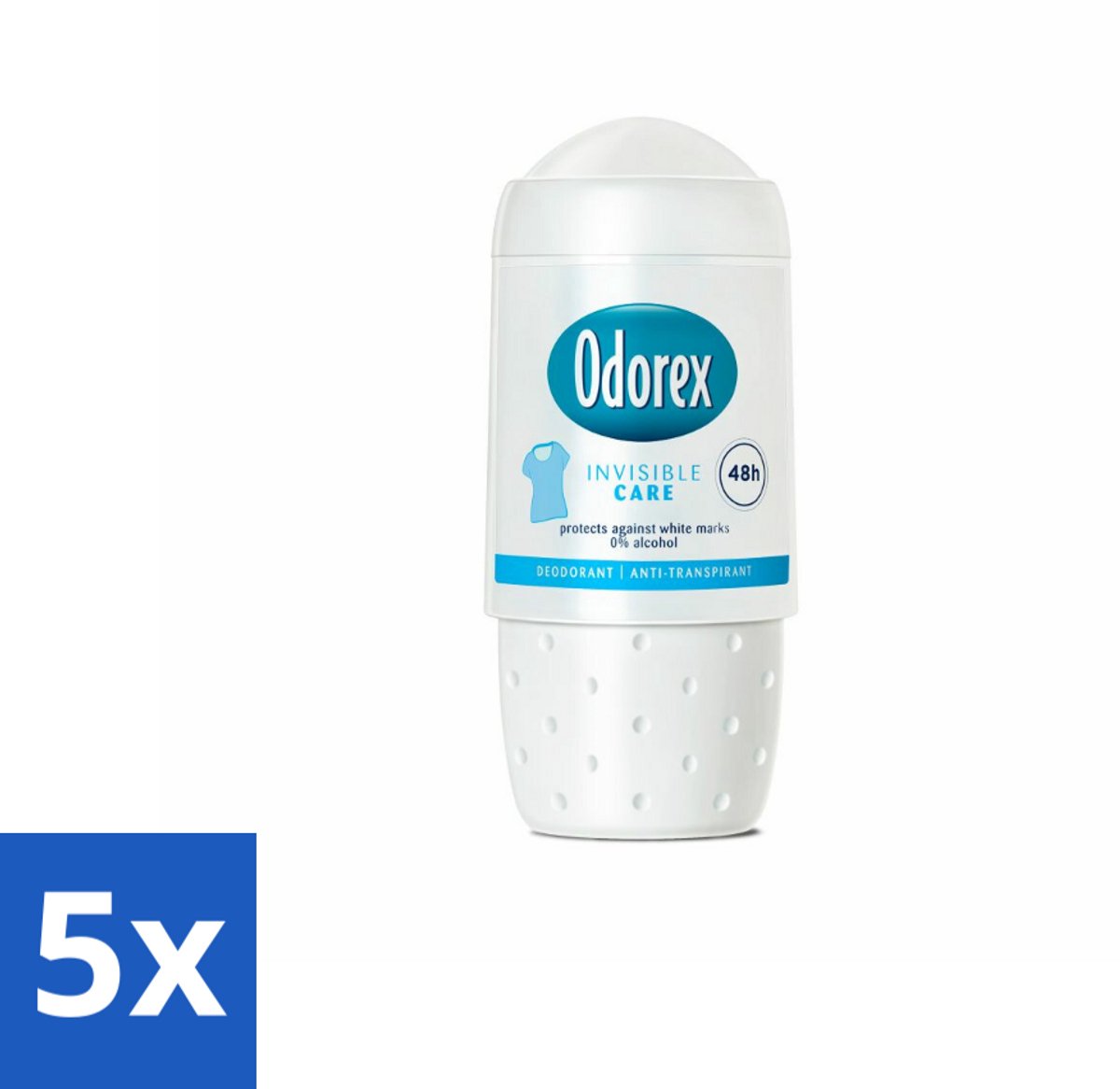 5 x Odorex Deodorant Roller Invisible Care 50 ml - Onvisibel Zweetbehandeling - Witte Strepen Voorkomen - Anti-witte Strepen - Zweetbehandeling - Onzichtbare Deodorant