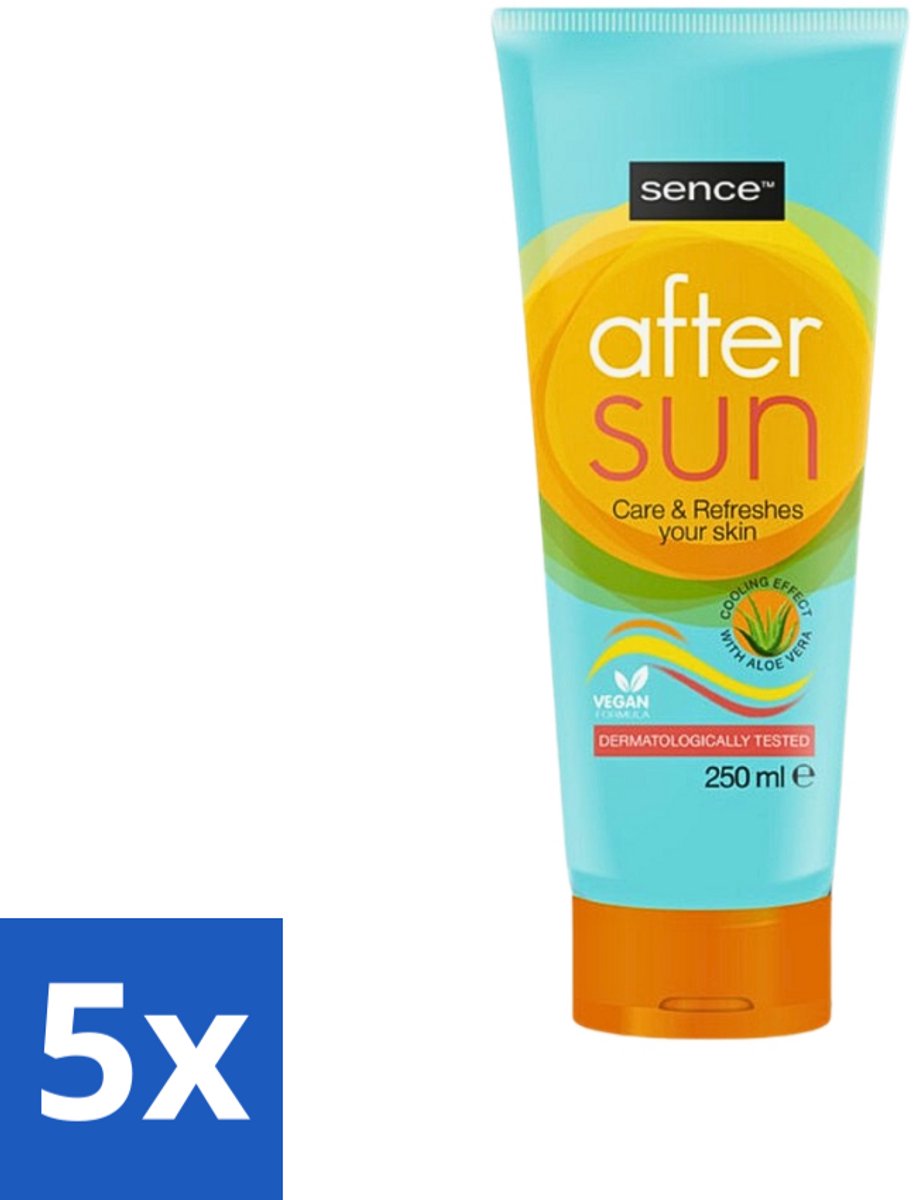 5 x Sence - After Sun - Lotion - Kalmerend - 200 ml - After Sun Lotion - Zonverbrande Huid - Huid Kalmeren - Aloë Vera - Zomerse Teint