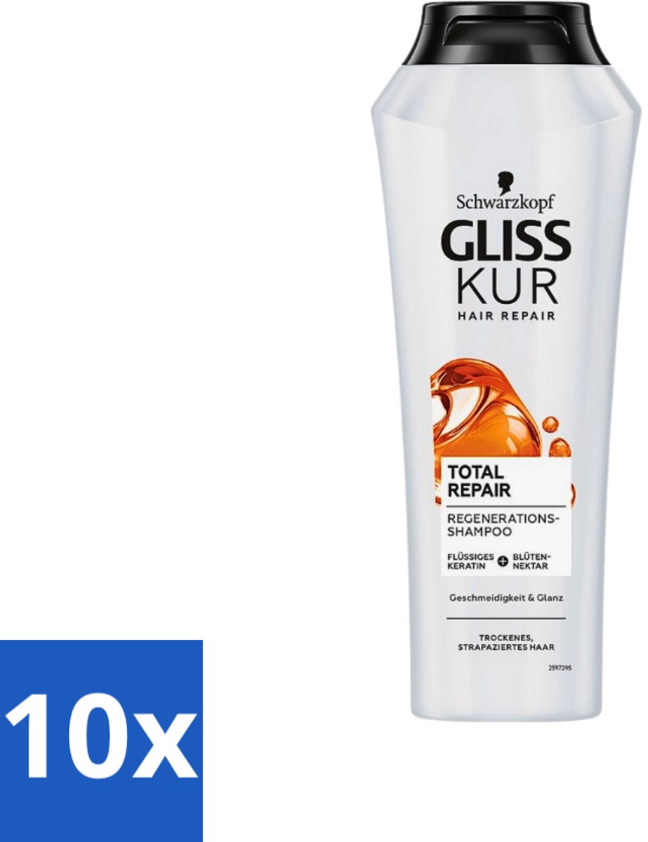 Gliss Kur - Shampoo - Vrouwen - Hydraterende Verzorging - 250 ml - Bulkverpakking - 10 stuks