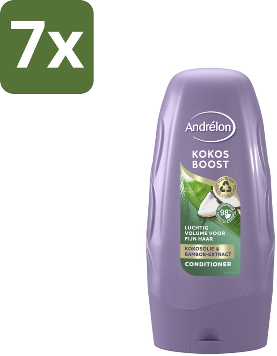 7 x Andrélon - Kokos Boost - Conditioner - Intensieve Voeding - 250 ml - Fijn Haar - Volume - Voeding - Kokosolie - Bamboe-extract