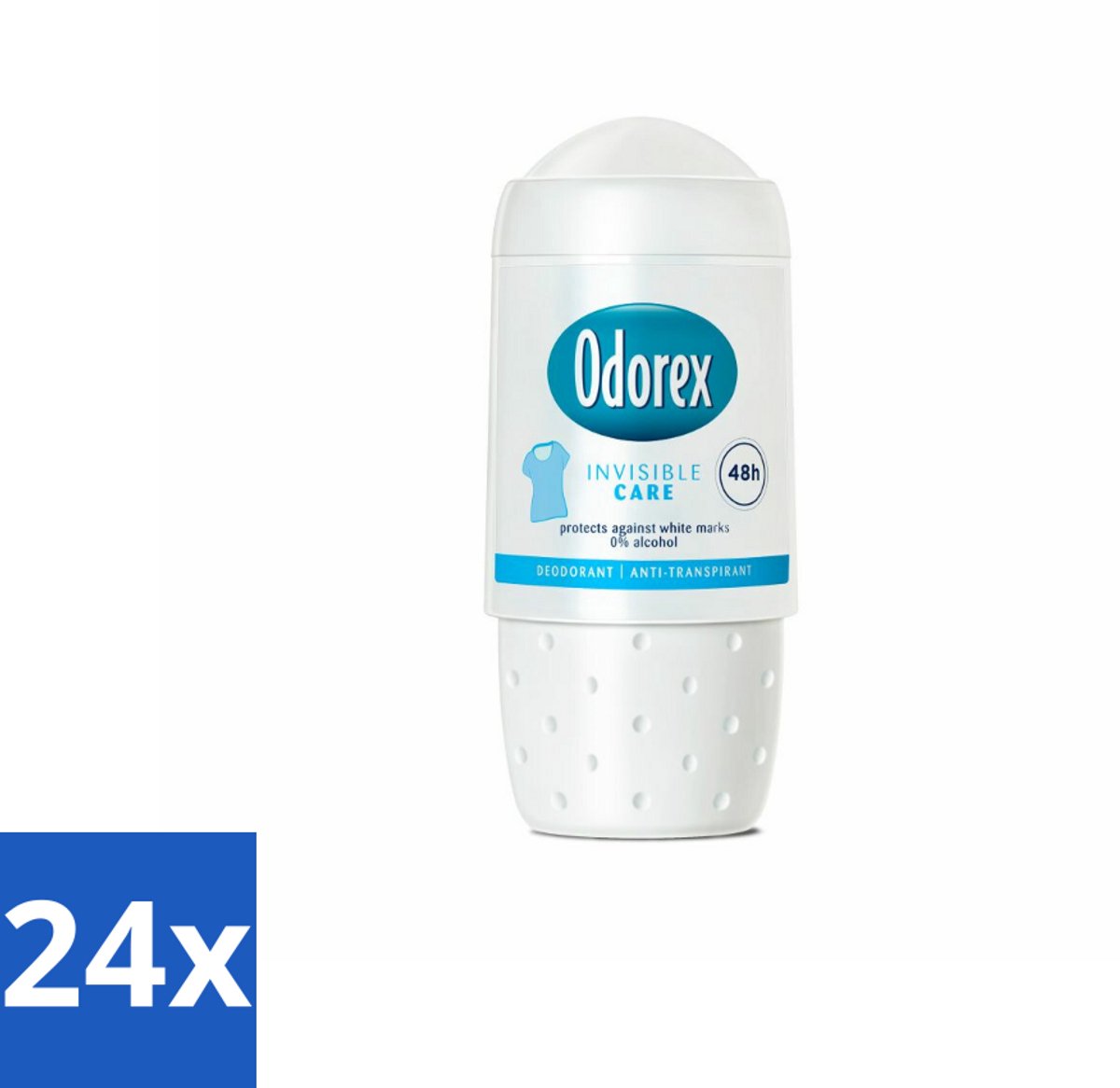 24 x Odorex Deodorant Roller Invisible Care 50 ml - Onvisibel Deodorant - Anti-witte Strepen - Zweetbescherming - Frisheid - Huidvriendelijk