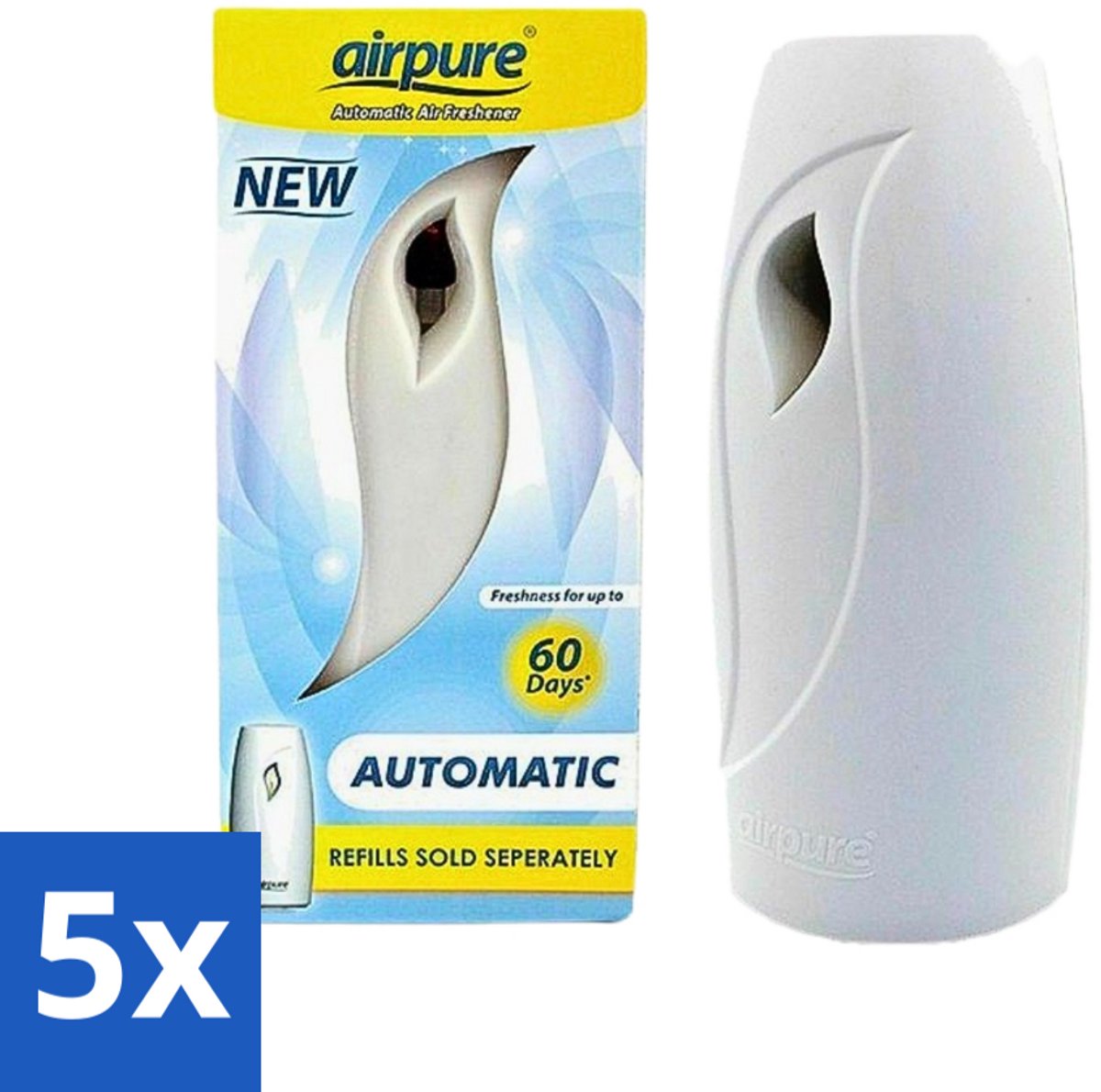 5 x Airpure - Luchtverfrisser - Freshmatic - Automatische Luchtverfrisser - Continue Geurverspreiding - 1 Luchtverfrisser - Automatische Luchtverfrisser - Continue Geurverspreiding - Geur Dispenser - Luchtverfrisser - Geur In Huis