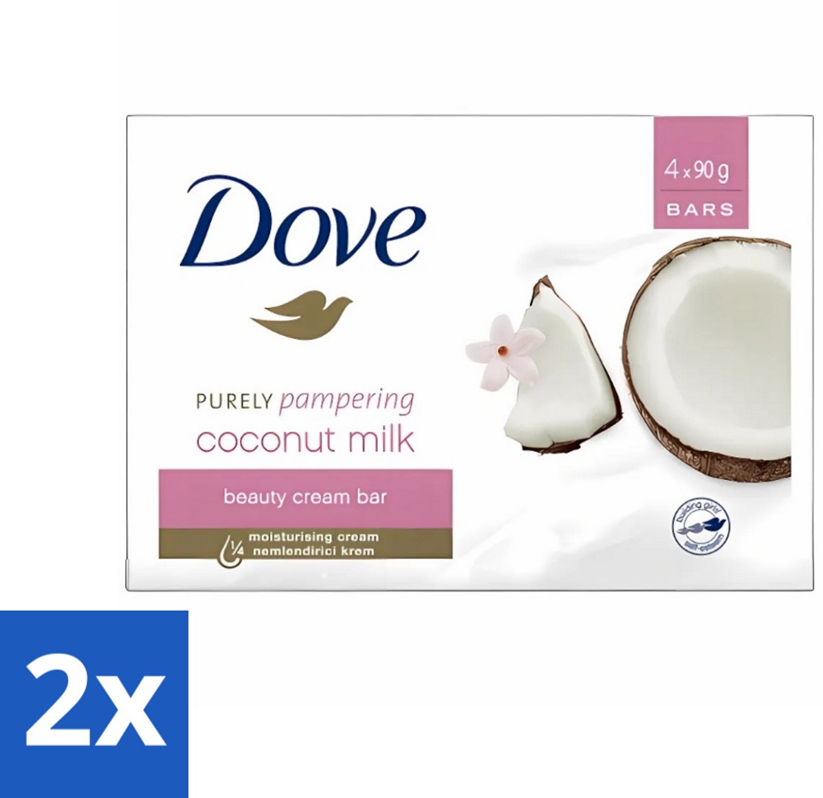 2 x Dove - Zeep - Purely Pampering - Kokos - Zacht en verzorgend - 4 x 100 g - Dove Zeep - Kokos En Jasmijn - Zeep Wastablet - Zeep Voor Huid - Zeep Voor Handen