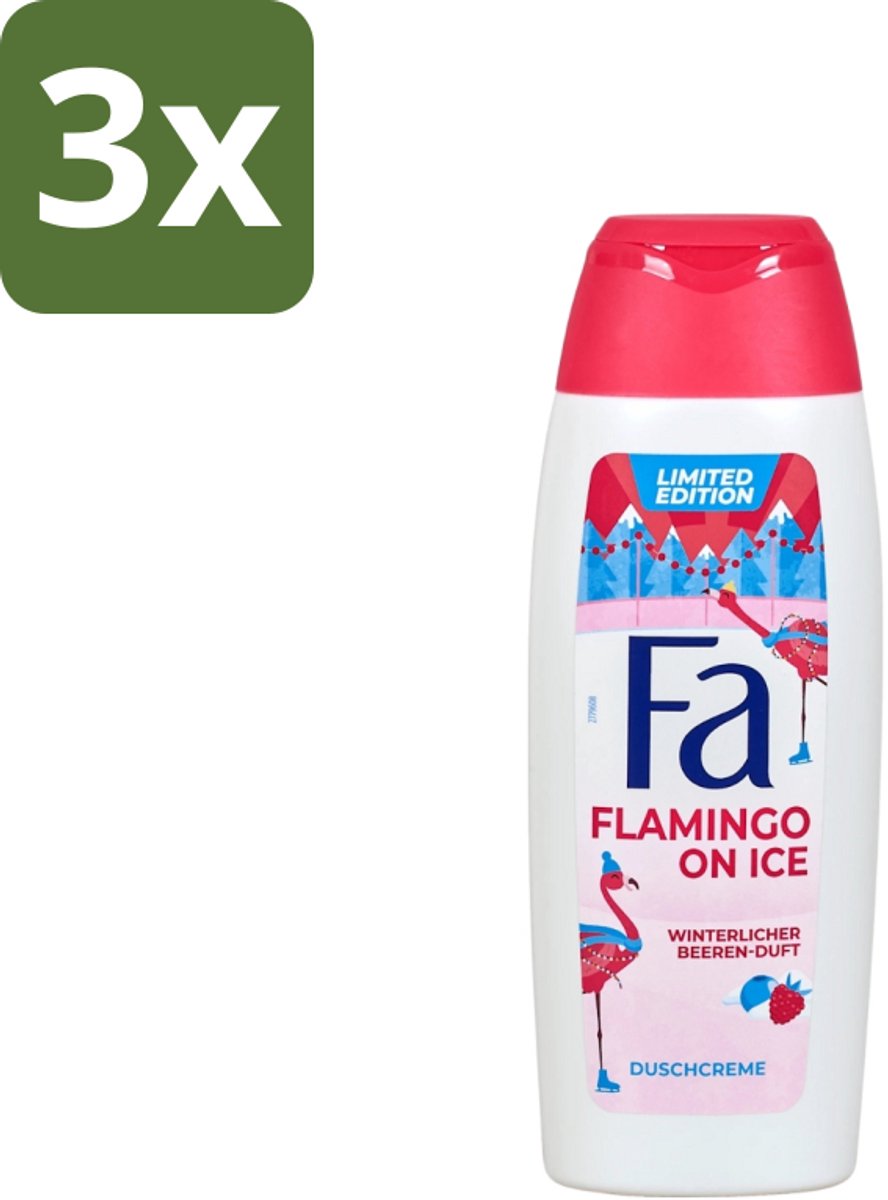 3 x Fa - Douchegel - Winter Flamingo On Ice - Verfrissend & Koel - Hydraterend - 250 ml - Douchegel - Winterflamingo - Fris - Koel - Hydraterend