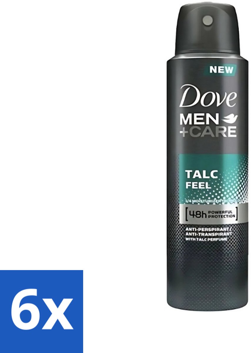 6 x Dove - Deodorant - Men Care Talc Feel - Zachte en verzorgende bescherming - 150 ml - Dove Men+Care - Deodorant Spray - Anti-transpirant - Zweetbehandeling - Frisheid
