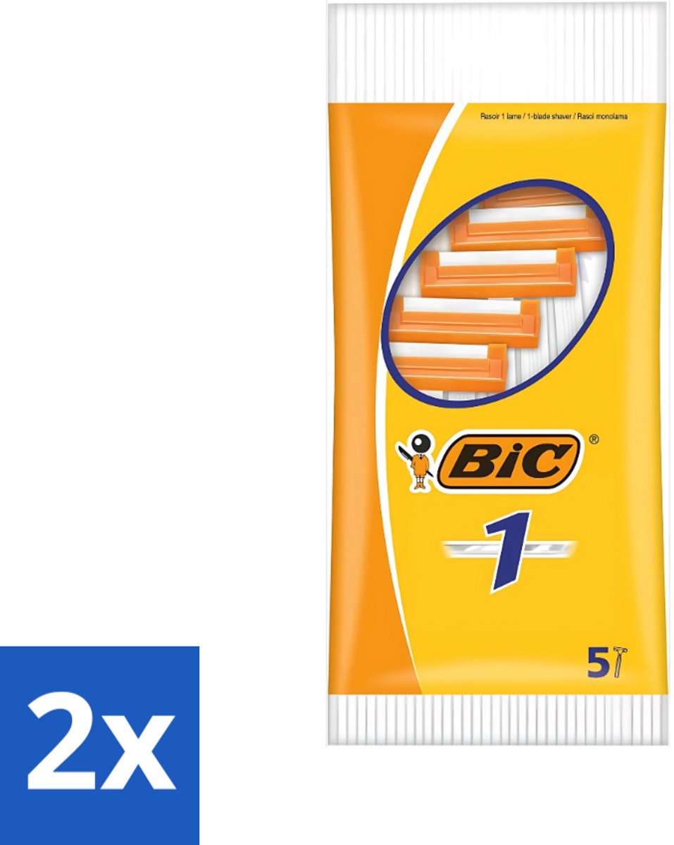2 x Bic - Scheermesjes - Enkel Mesje - Wegwerpmesjes - 5 Scheermesjes - Scheermesje - Wegwerpscheermesje - Enkel Mesje - Roestvrijstalen Mesje - Chroomcoating