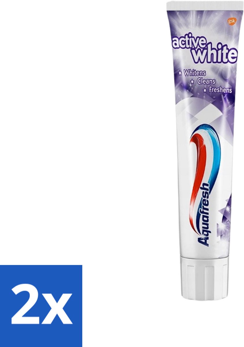 2 x Aquafresh - Tandpasta - Whitening - Stralend Witte Tanden - 100 ml - Tandpasta - Witte Tanden - Stralende Tanden - Tanden Reinigen - Frisse Adem