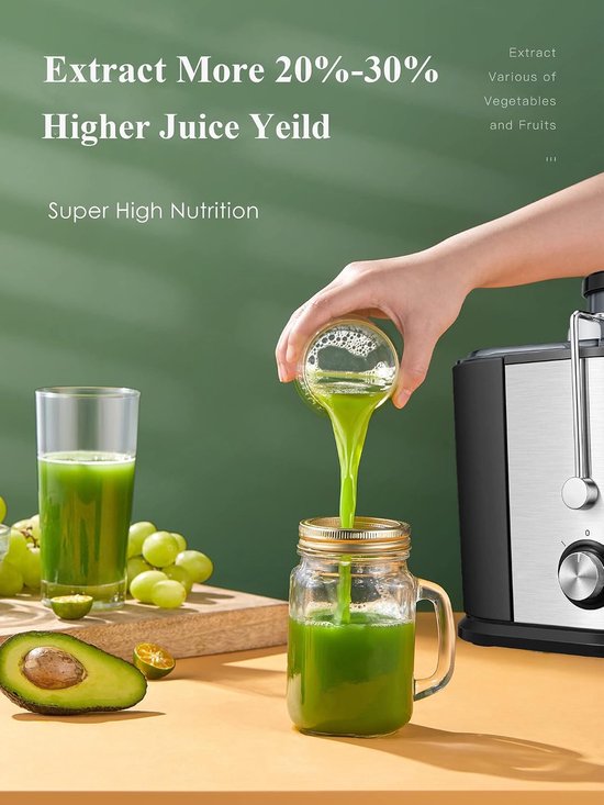 Sapcentrifuge Groente Fruit - Krachtige Juicer - Gezond Sap Maken - 2 Snelheden Instelbaar - 600 Watt Vermogen - Zilver — afbeelding 4