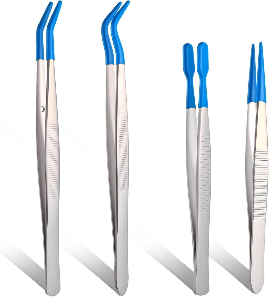 Set van 4 Precisie Pincetten met Rubber Tip - Antistatisch RVS, PVC Coating voor DIY, Sieraden en Laboratoria