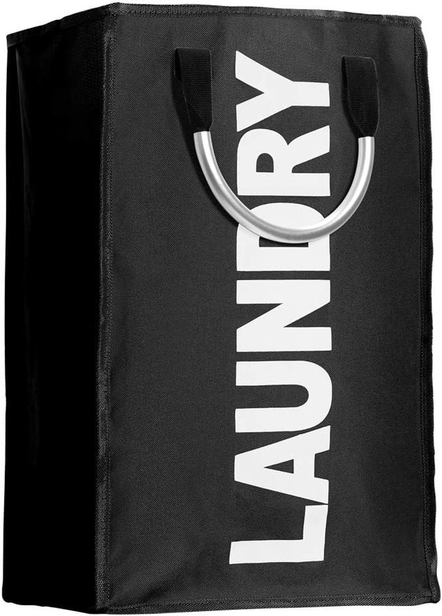Vouwbare wasmand van polyester met aluminium handvatten, grote opbergzak voor kleding, 33 cm L x 53 cm H x 23 cm B, ideaal voor reis en thuisgebruik